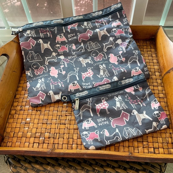 LeSportsac Gray Bow Wow Dog Bags - 2 Bags Total - Picture 1 of 5